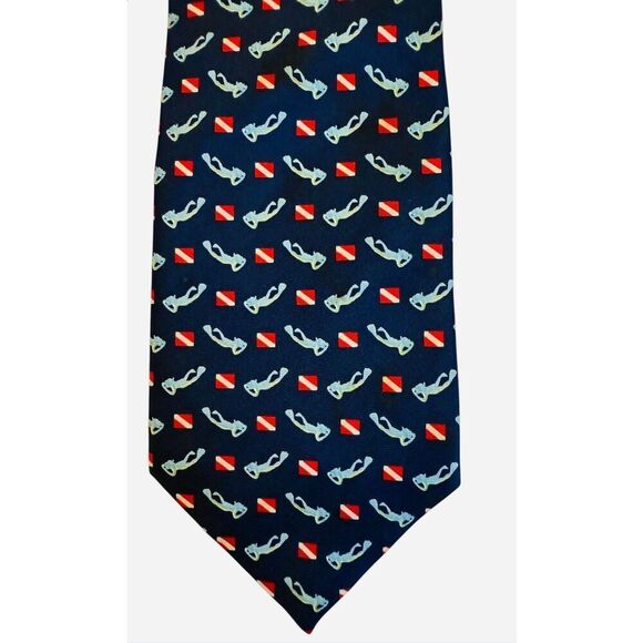 Diver Down 100% Silk Men’s Neck Tie by Alynn - Picture 4 of 6